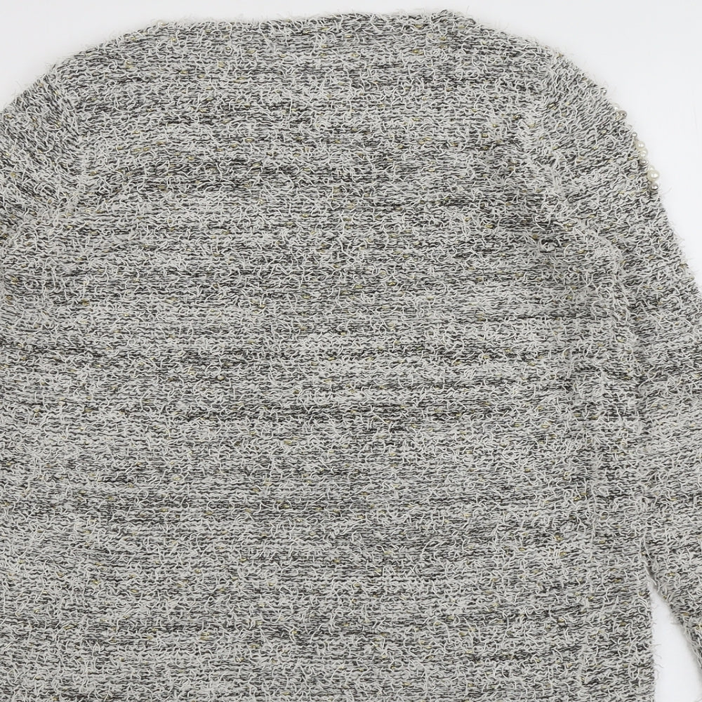 Nutshell Womens Grey Round Neck Acrylic Pullover Jumper Size M