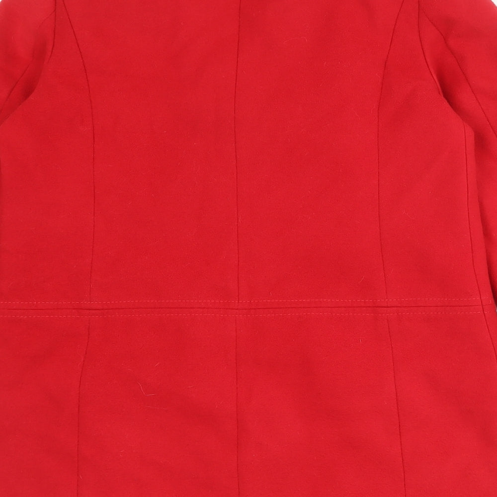 BHS Womens Red Pea Coat Coat Size 10 Button
