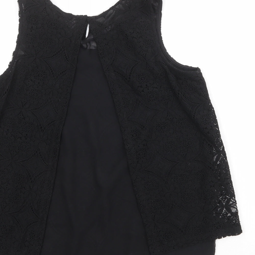 NEXT Womens Black Polyester Basic Tank Size 10 Round Neck