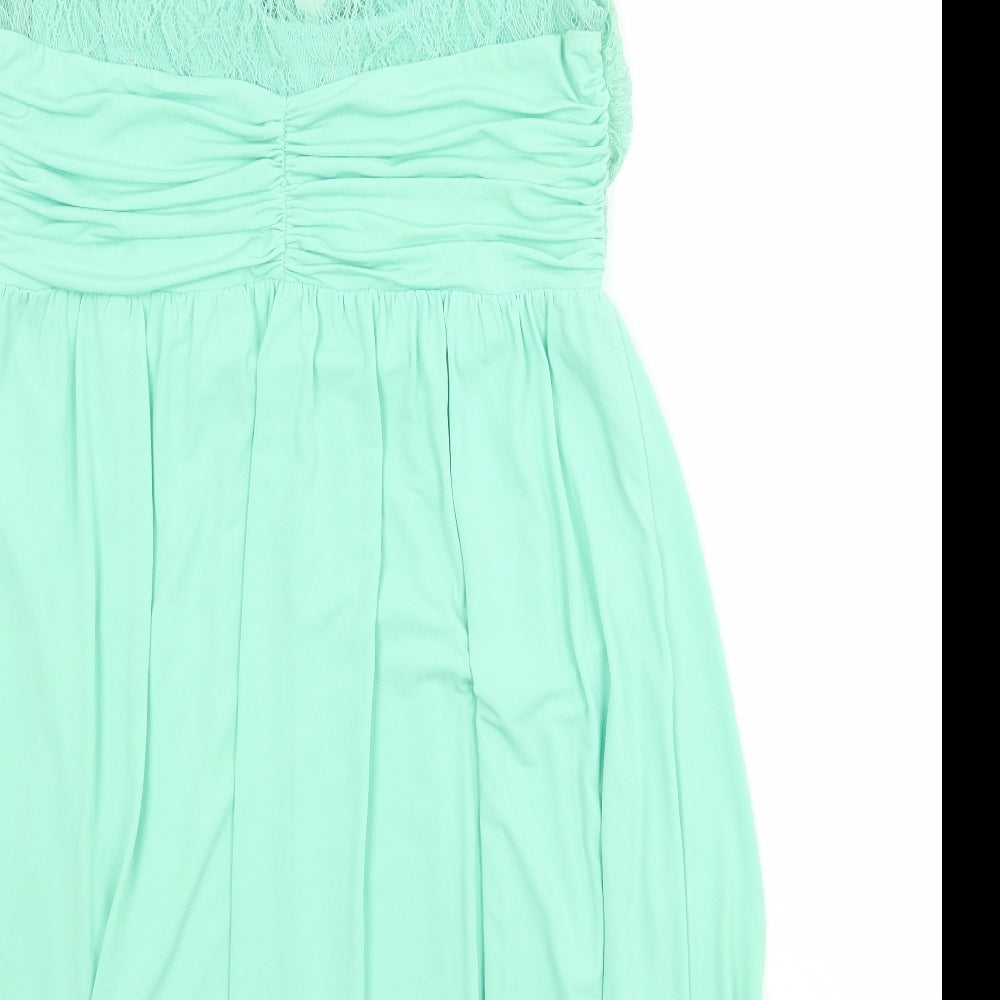 Coast Womens Green Polyester Fit & Flare Size 14 V-Neck Pullover - Lace Top