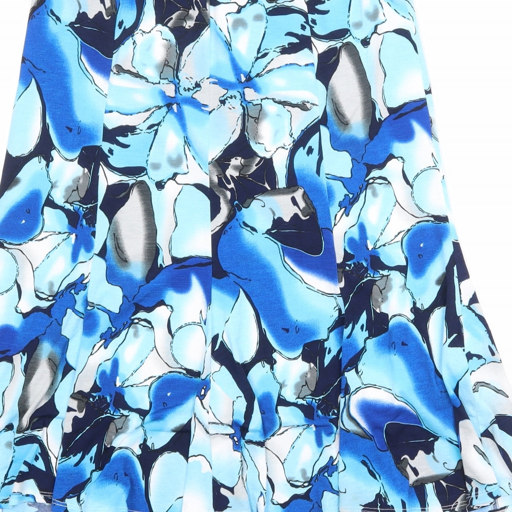 Saloos Womens Blue Geometric Polyester Swing Skirt Size 12