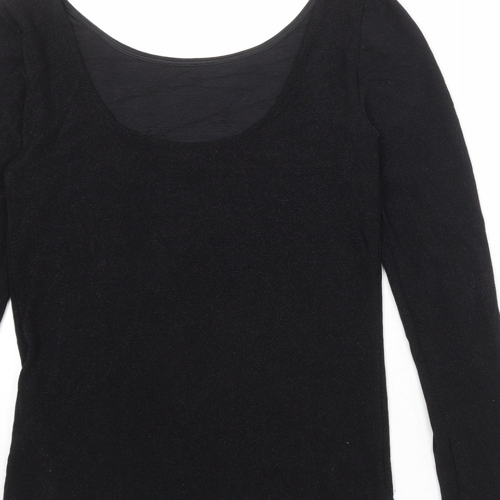 Soaked Womens Black Polyester Basic T-Shirt Size XL Round Neck