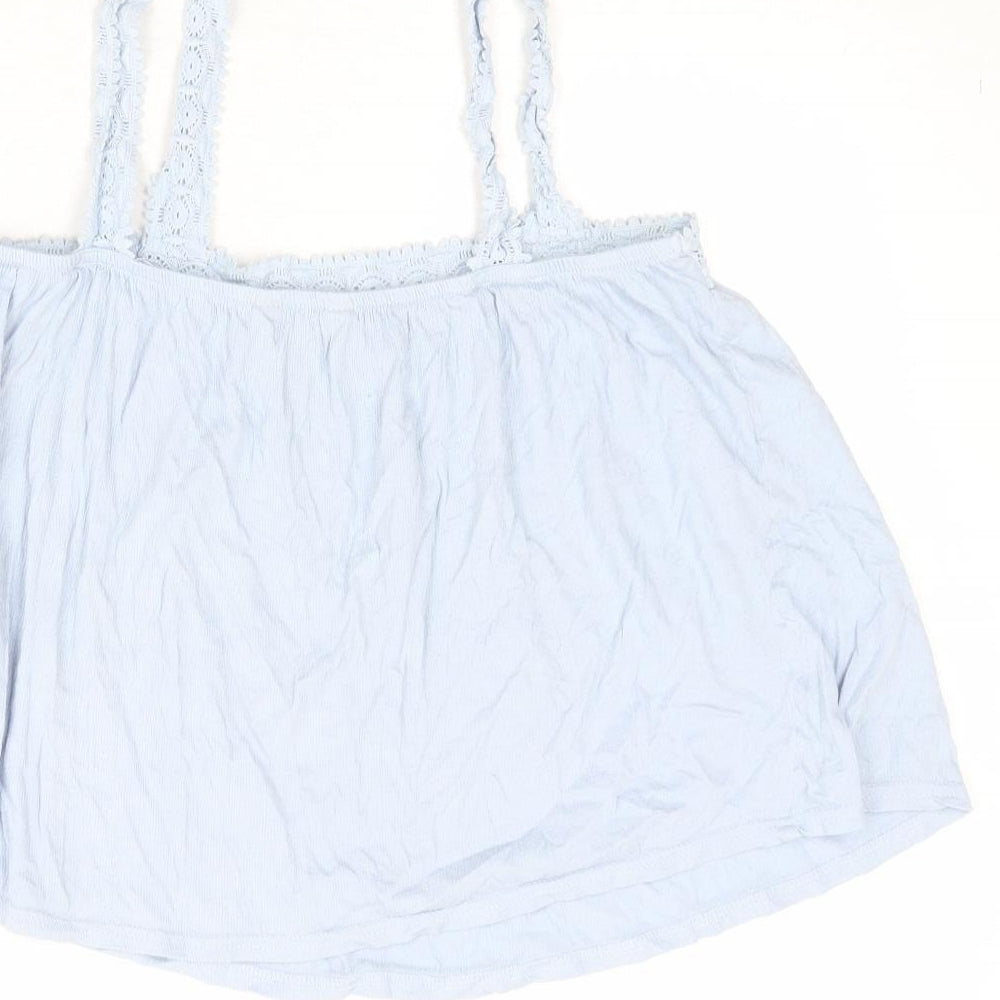 New Look Womens Blue Cotton Basic Tank Size 10 Square Neck