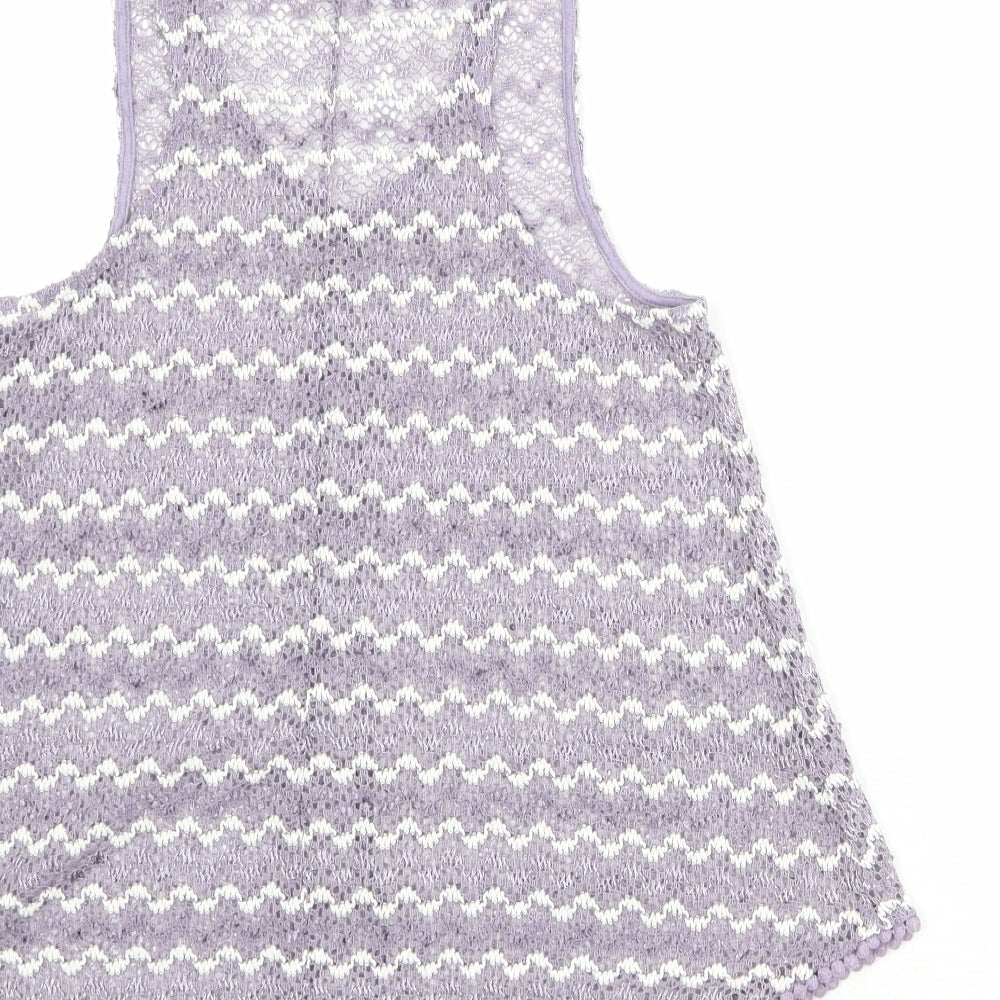 NEXT Womens Purple Geometric Polyester Basic Tank Size 8 Scoop Neck