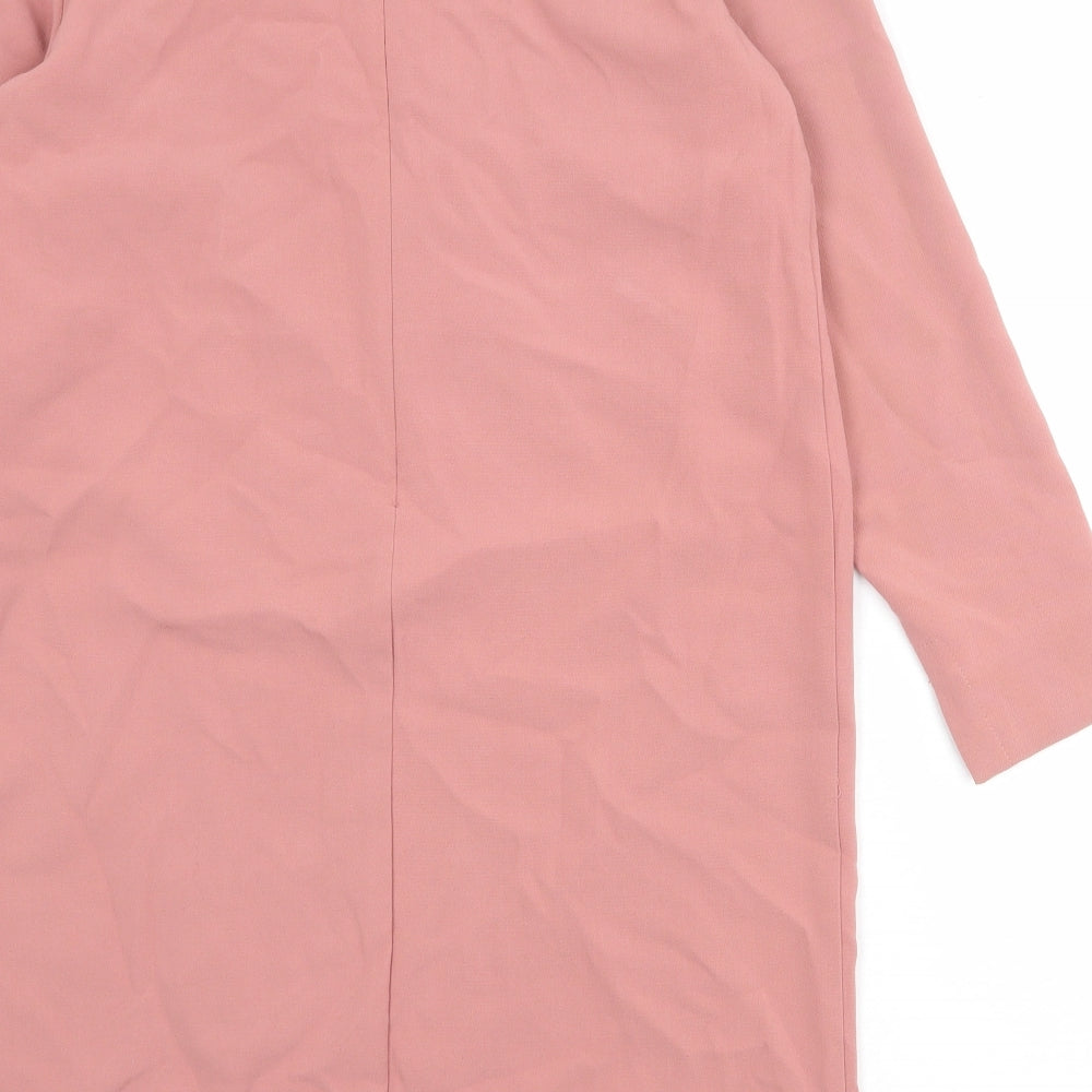ASOS Womens Pink Polyester Sheath Size 12 Boat Neck Zip - Wrap Front Detail