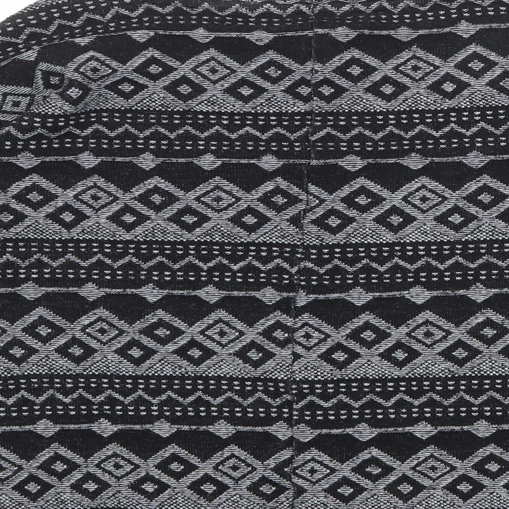 NEXT Womens Black Round Neck Geometric Polyester Pullover Jumper Size 8