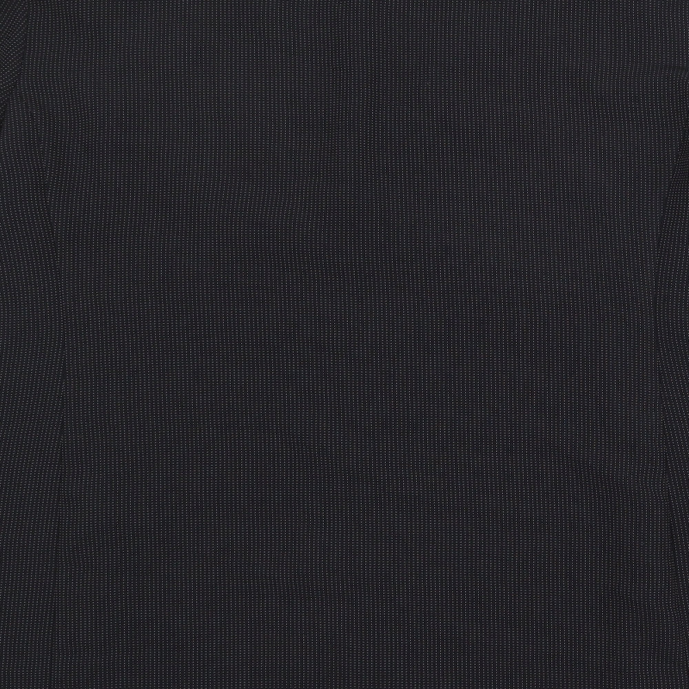 Authentic Womens Black Geometric Polyester Jacket Blazer Size 22
