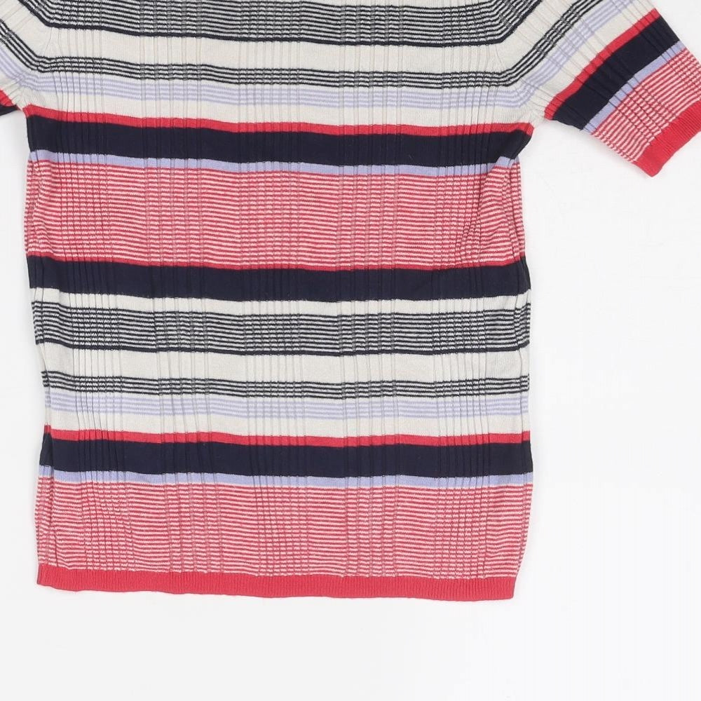 Marks & Spencer Womens Multicoloured Round Neck Striped Viscose Pullover Jumper Size 10