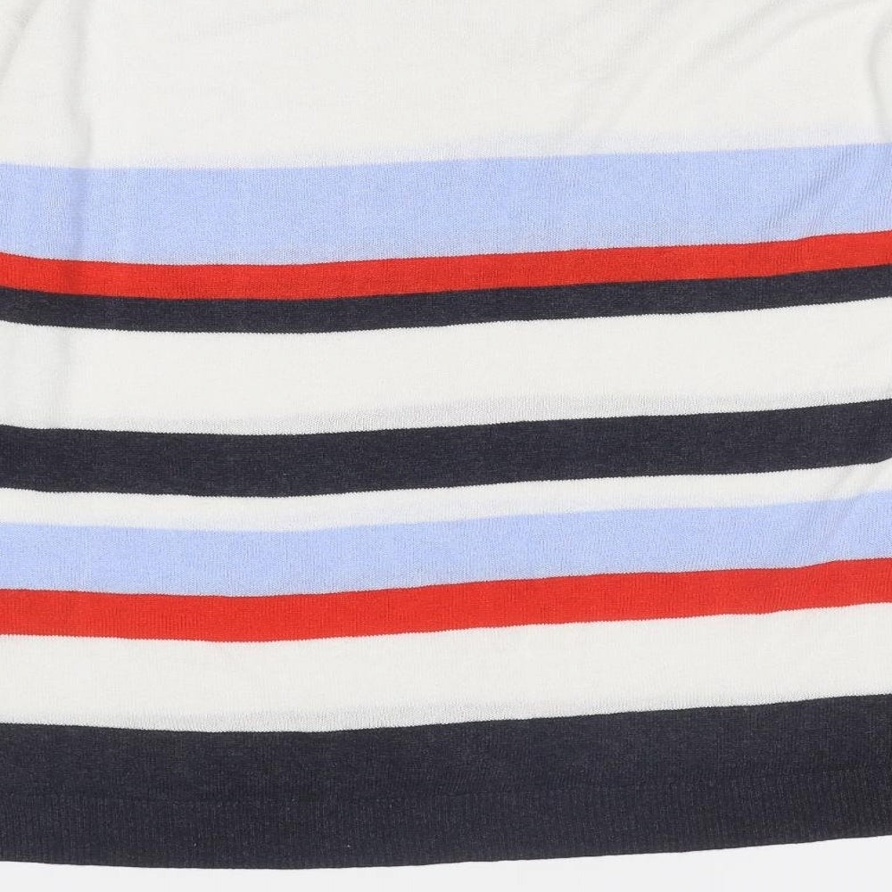 Marks & Spencer Womens Multicoloured V-Neck Striped Viscose Pullover Jumper Size 12