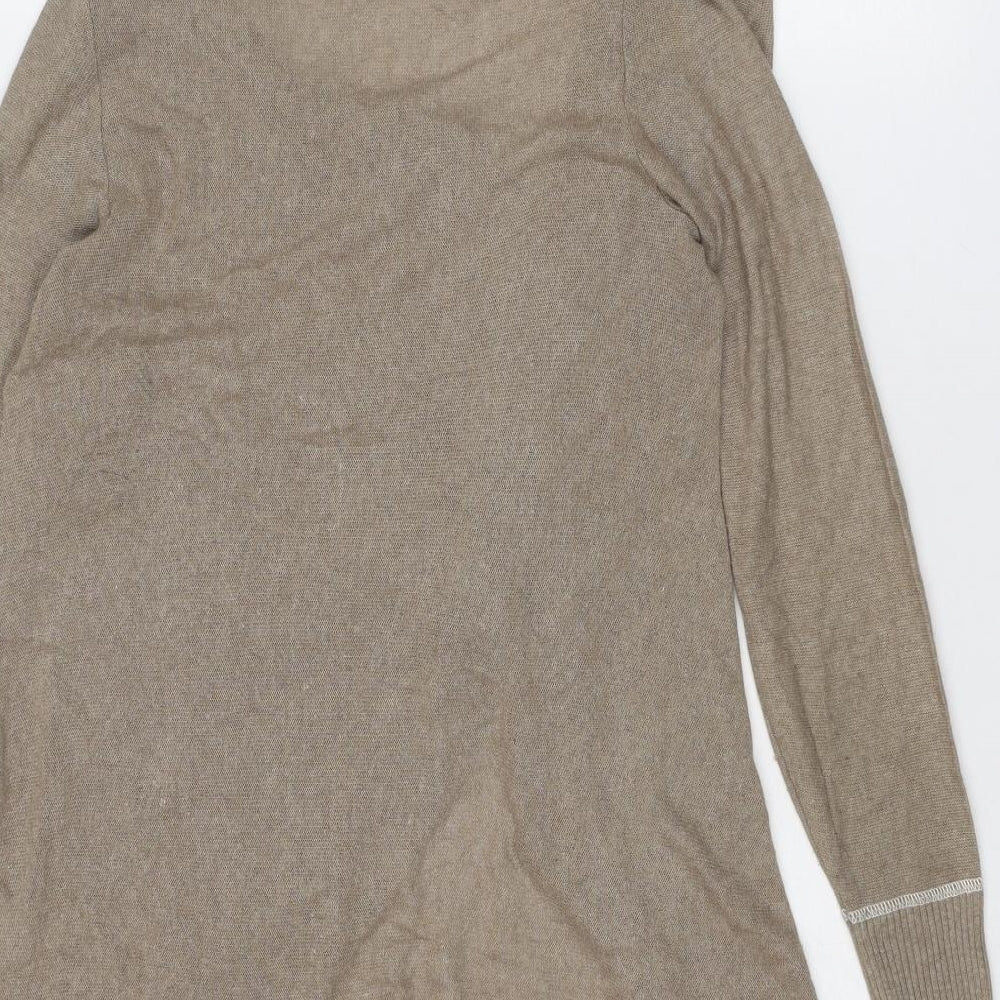 River Island Womens Brown V-Neck Acrylic Cardigan Jumper Size 6