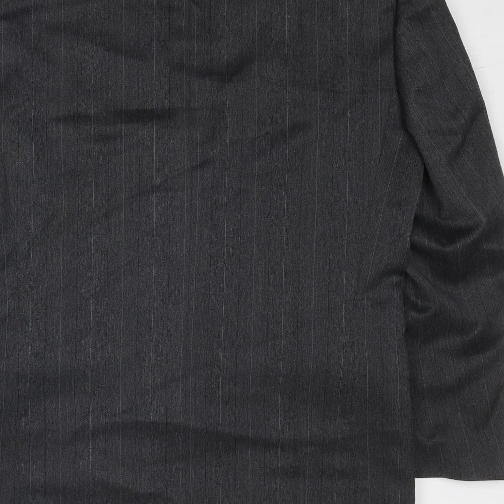 James Barry Mens Grey Striped Polyester Jacket Blazer Size 40 Regular