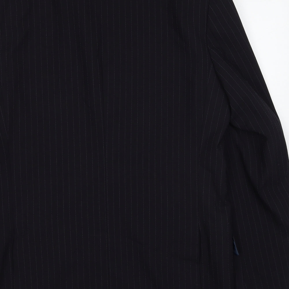 Marks and Spencer Mens Black Striped Polyacrylate Fibre Jacket Suit Jacket Size 42 Regular