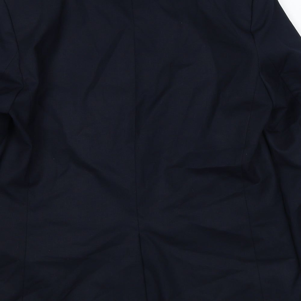 H&M Womens Blue Polyester Jacket Suit Jacket Size 10