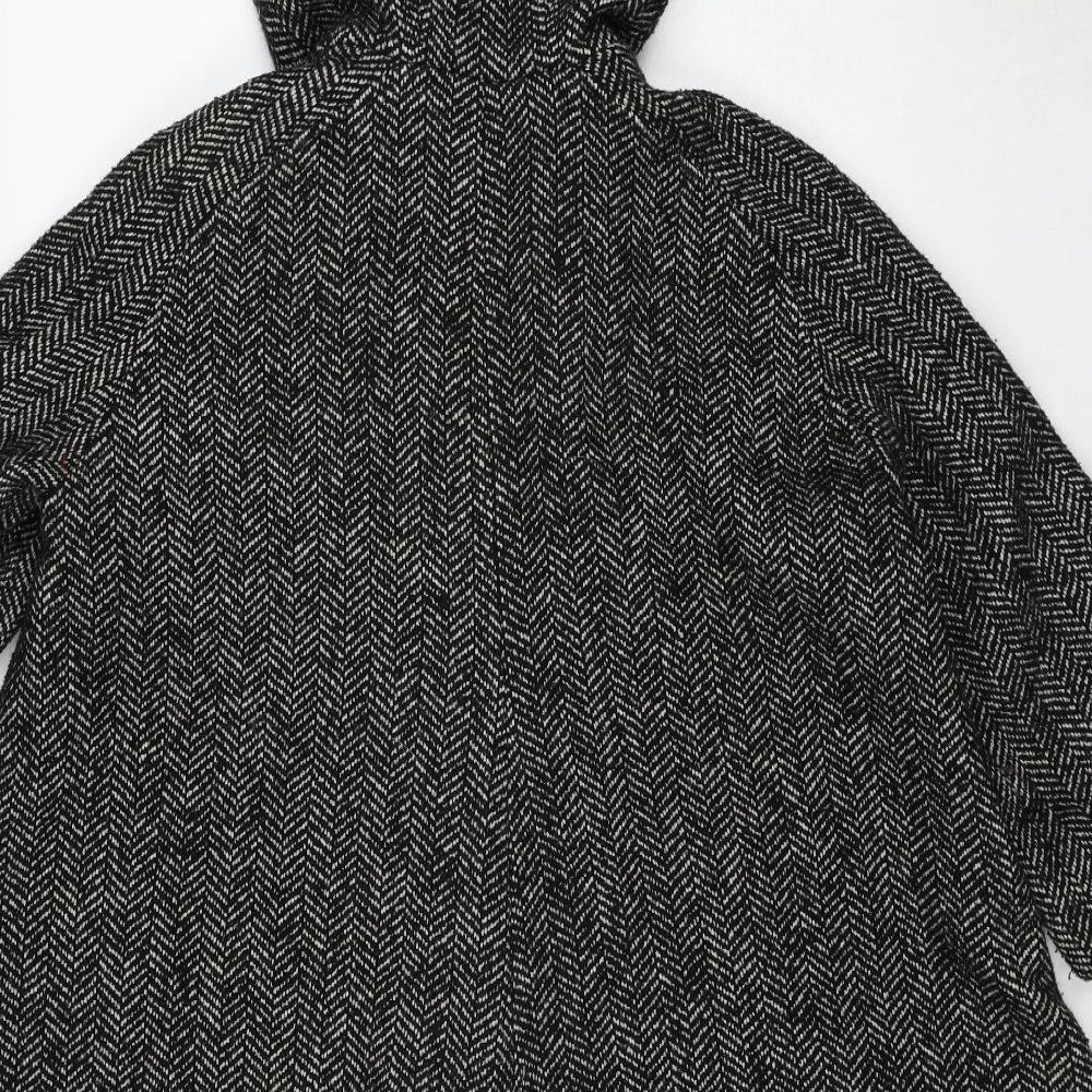 H&M Womens Black Geometric Jacket Size 6 Button