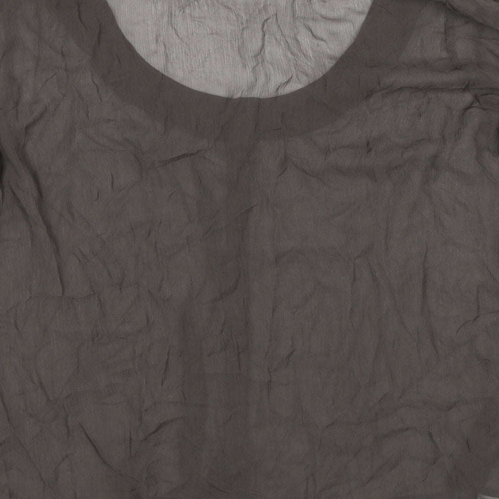 Cote Femme Womens Brown Polyester Basic Button-Up Size 20 Round Neck