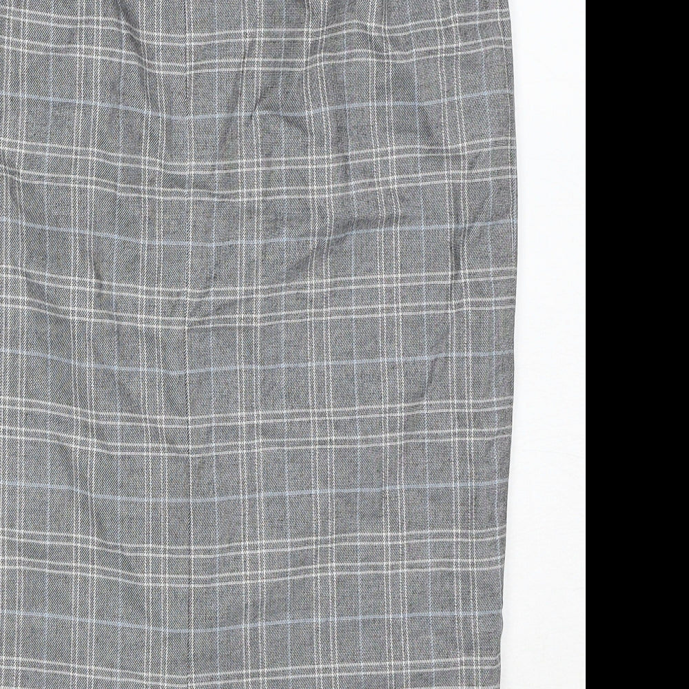 Marks & Spencer Womens Grey Plaid Polyester A-Line Skirt Size 12 Zip