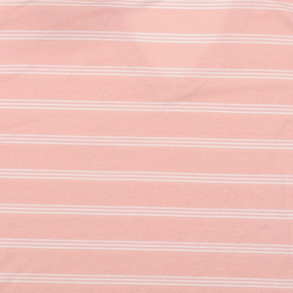 ASOS Womens Pink Striped Polyester Basic T-Shirt Size 8 V-Neck