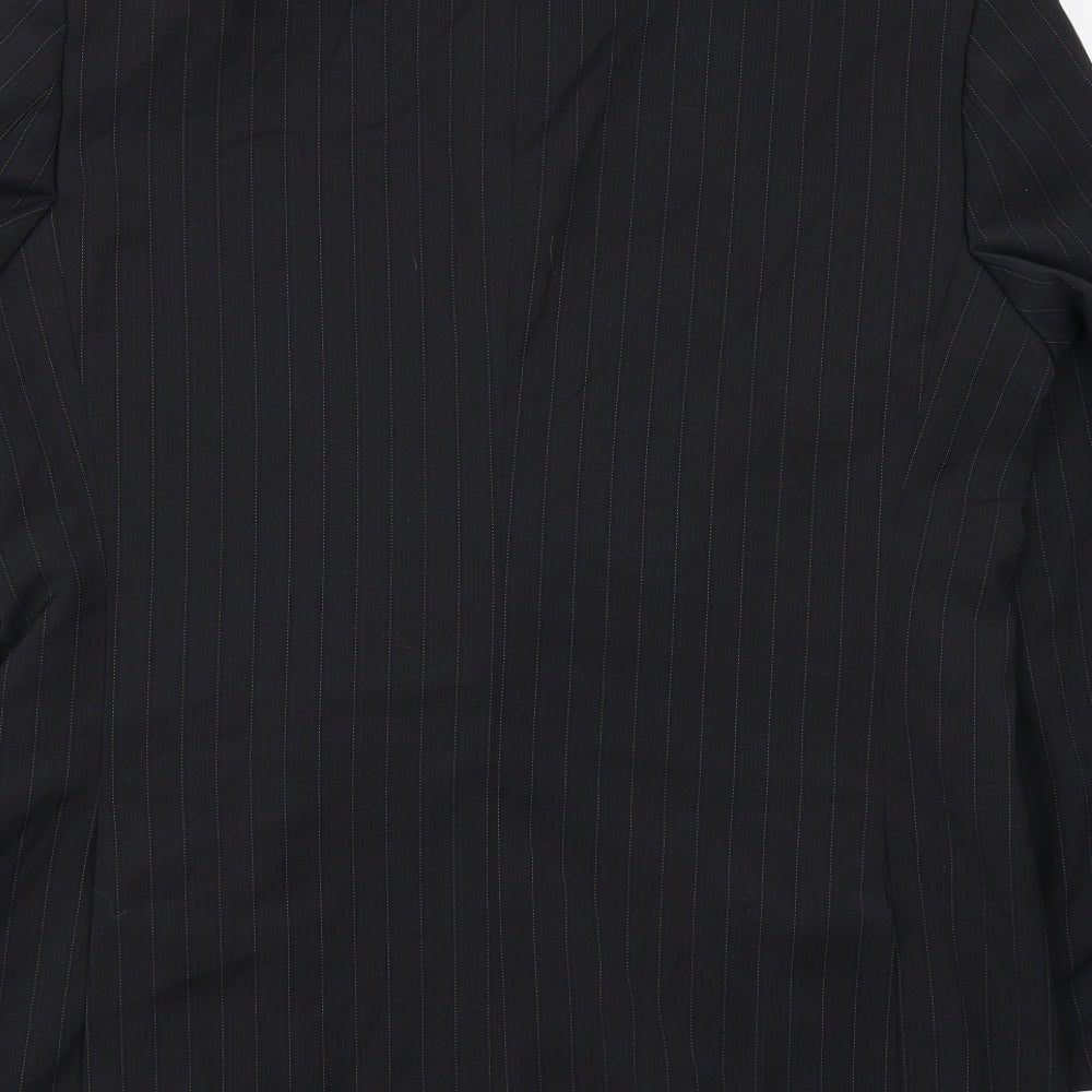 Burton Mens Black Striped Polyester Jacket Suit Jacket Size 42 Regular