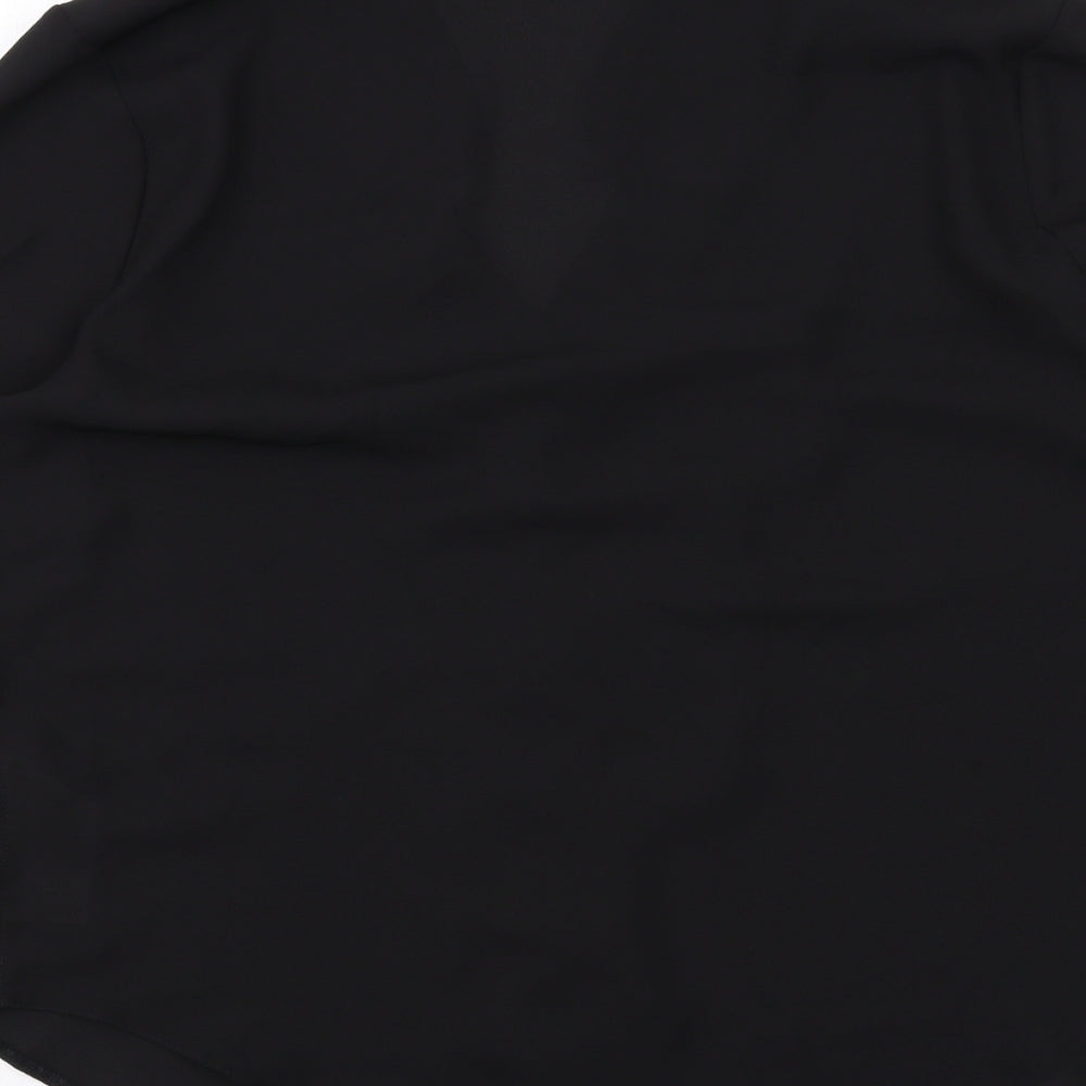 Dorothy Perkins Womens Black Polyester Basic Button-Up Size 10 Collared