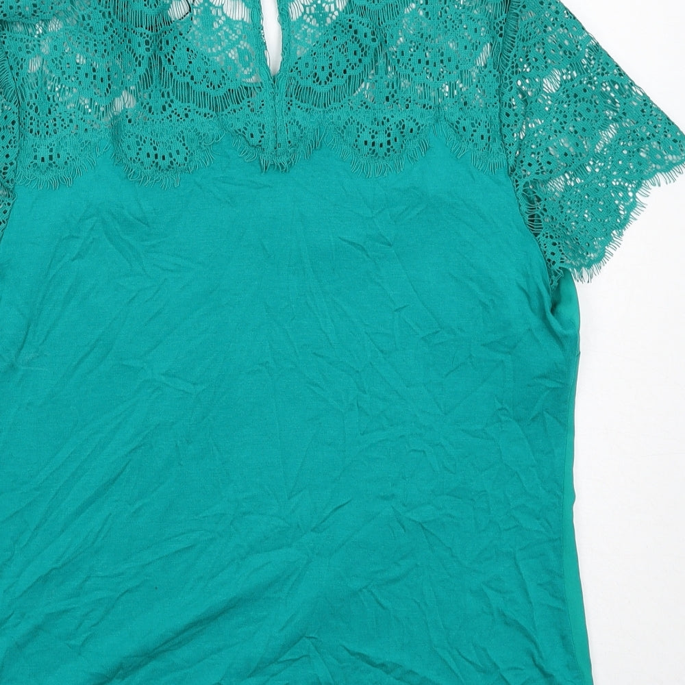 Principles Womens Green Polyester Basic Tank Size 14 Collared - Lace Details
