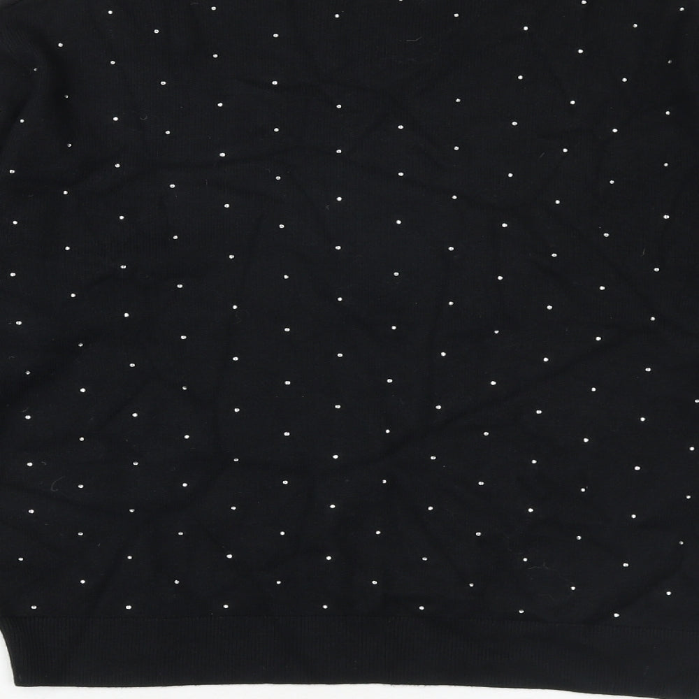 Marks & Spencer Womens Black Round Neck Polka Dot Viscose Pullover Jumper Size M