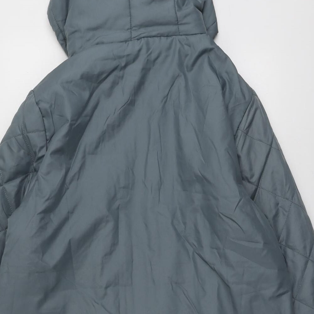 Anne De Lancay Womens Blue Quilted Jacket Size L Zip