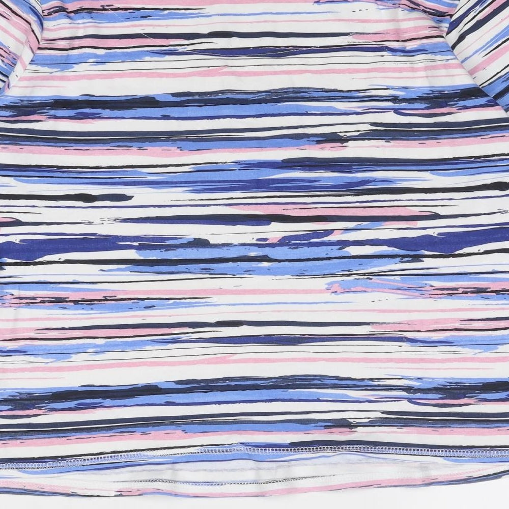 Arista Womens Blue Geometric Cotton Basic Blouse Size 10 Round Neck - Size 10-12