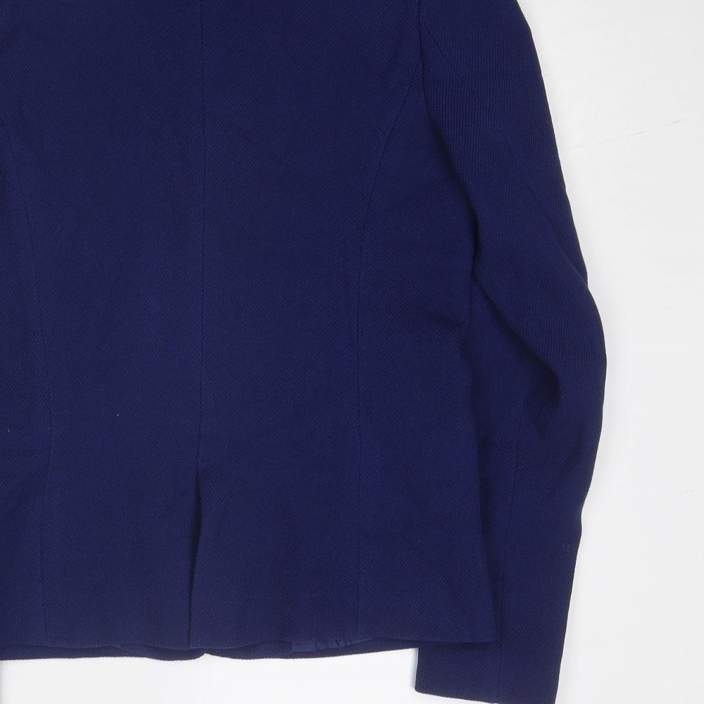 R Essential Womens Blue Polyester Jacket Blazer Size 10
