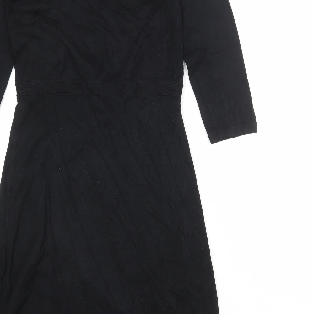 Esprit Womens Black Viscose A-Line Size M Round Neck Button