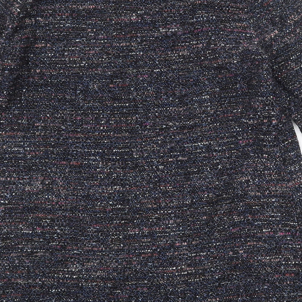 Zara Womens Black Geometric Cotton Jumper Dress Size M V-Neck Pullover
