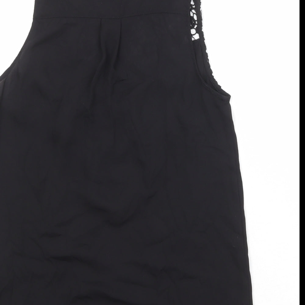 Divided by H&M Womens Black Polyester Basic Button-Up Size 8 Round Neck