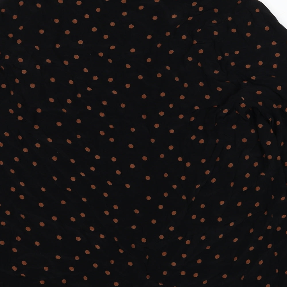 Topshop Womens Black Polka Dot Viscose Basic Blouse Size 14 High Neck