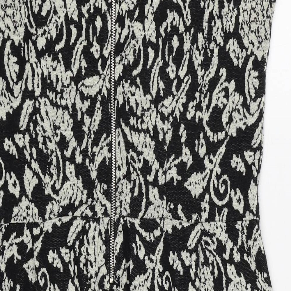 Therapy Womens Black Geometric Acrylic Shift Size 12 Round Neck Zip