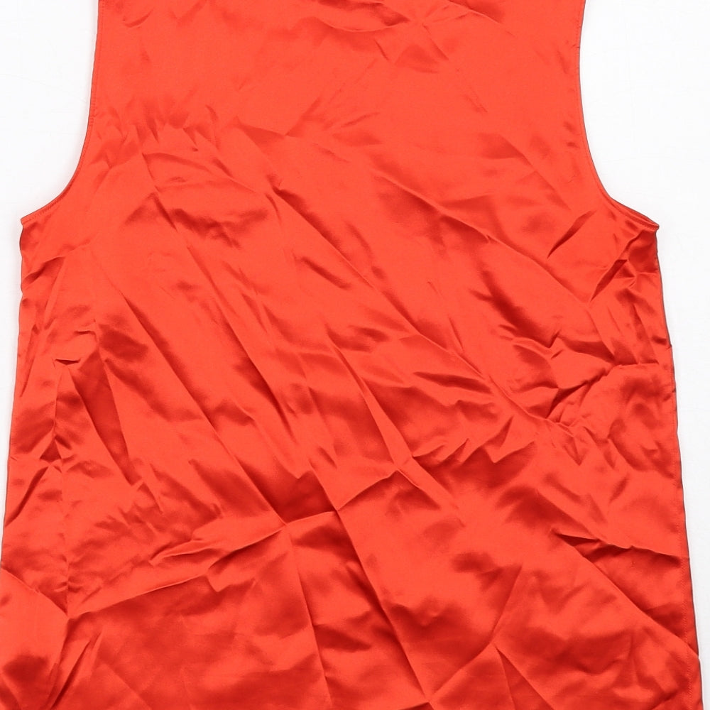 Marks & Spencer Womens Red Polyester Basic Tank Size 8 Round Neck