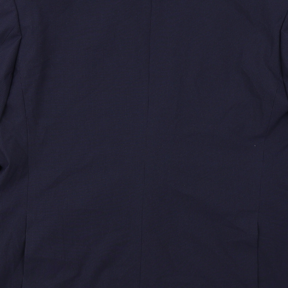 Marks & Spencer Mens Blue Striped Polyester Jacket Suit Jacket Size 42 Regular