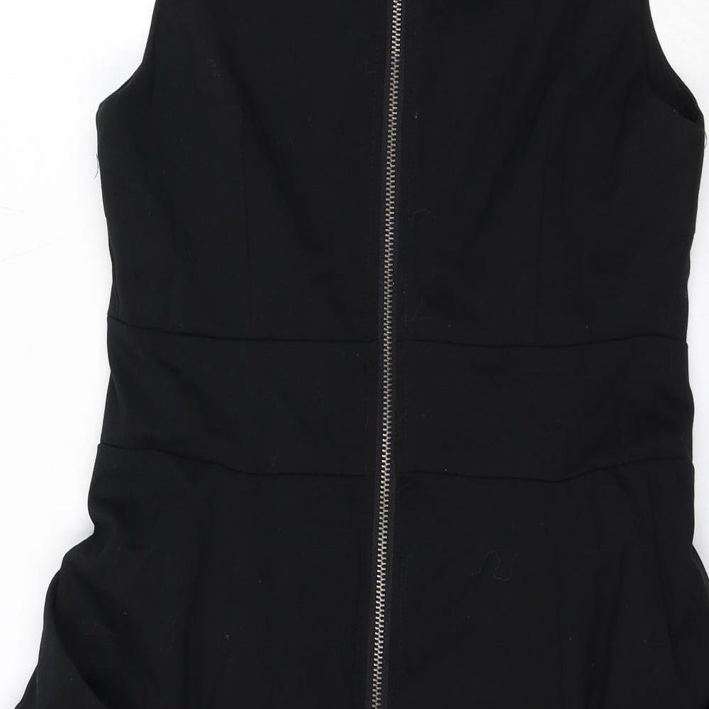Soaked in Luxury Womens Black Polyester Shift Size M Round Neck Zip
