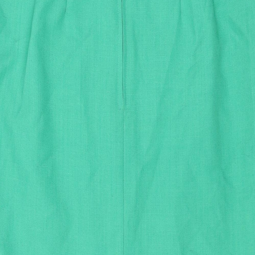St Michael Womens Green Polyester A-Line Skirt Size 12 Zip