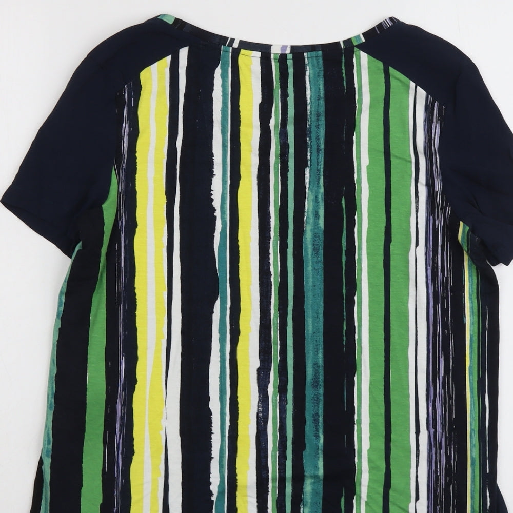 NEXT Womens Multicoloured Striped Viscose Basic T-Shirt Size 10 Boat Neck