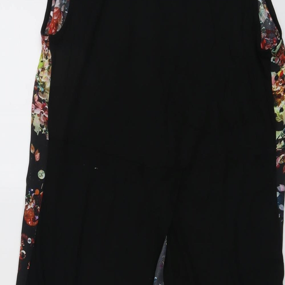 Warehouse Womens Black Geometric Polyester Basic Blouse Size 10 Boat Neck