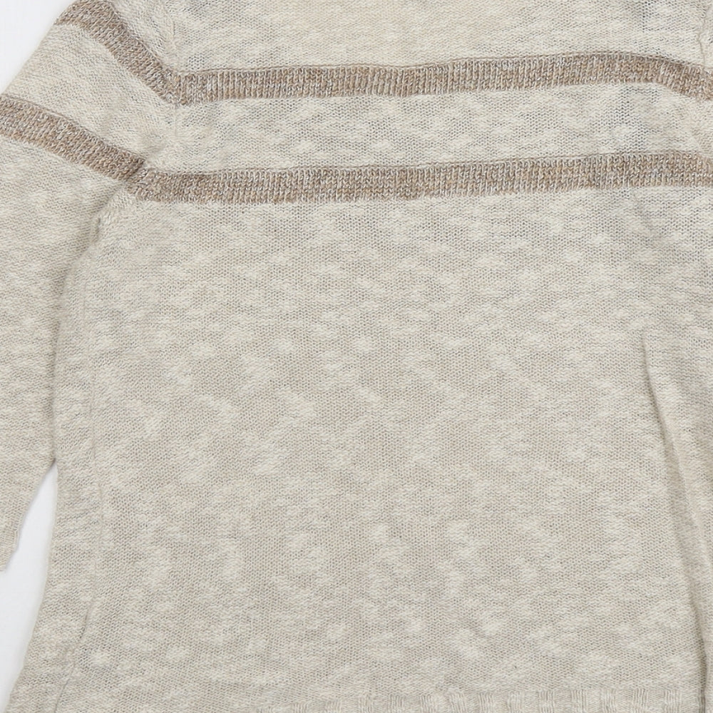 Betty Jackson Womens Beige Round Neck Cotton Pullover Jumper Size 16