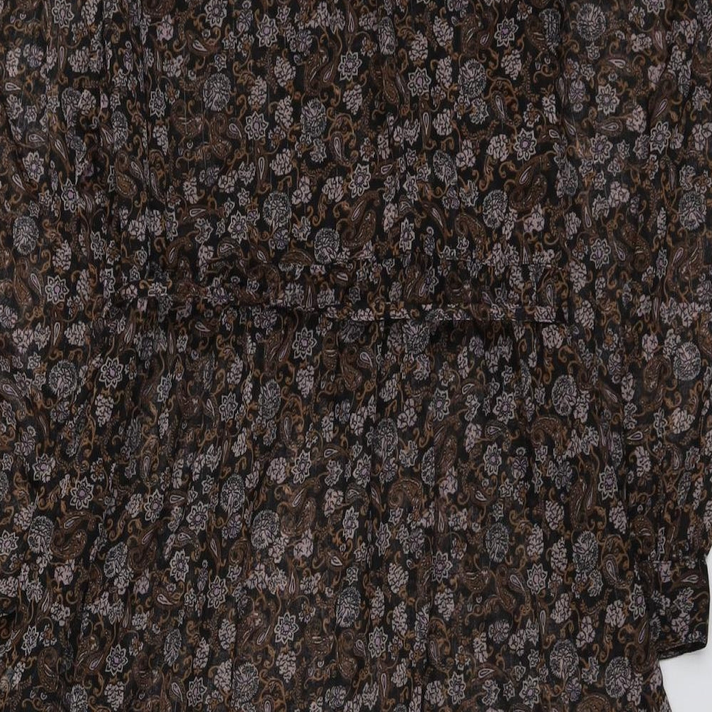 Marks & Spencer Womens Brown Geometric Polyester Shift Size 12 Round Neck Button