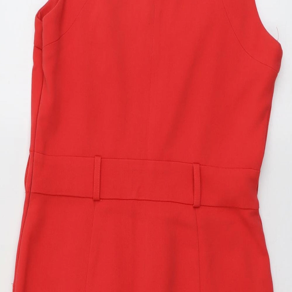 Miss Selfridge Womens Red Polyester Shift Size 14 V-Neck Pullover