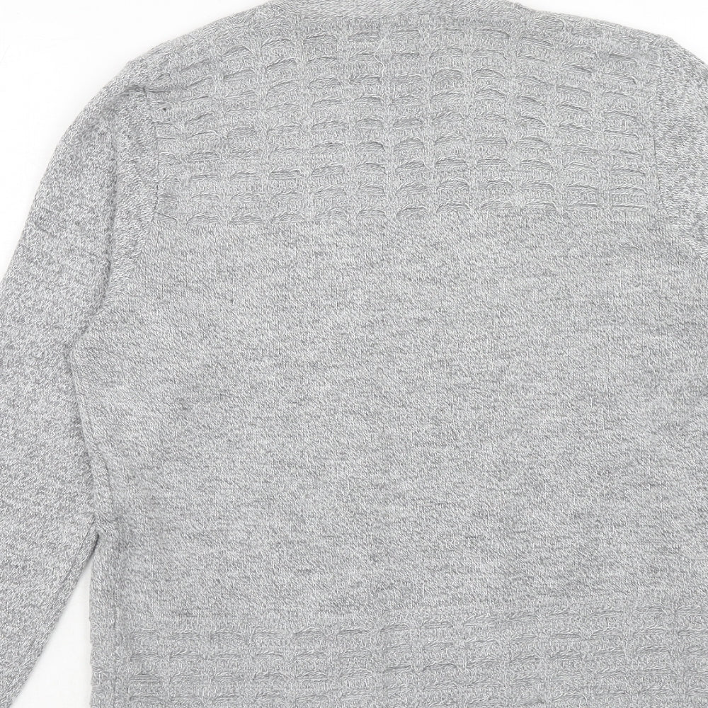 Emma Morgan Womens Grey V-Neck Acrylic Cardigan Jumper Size M