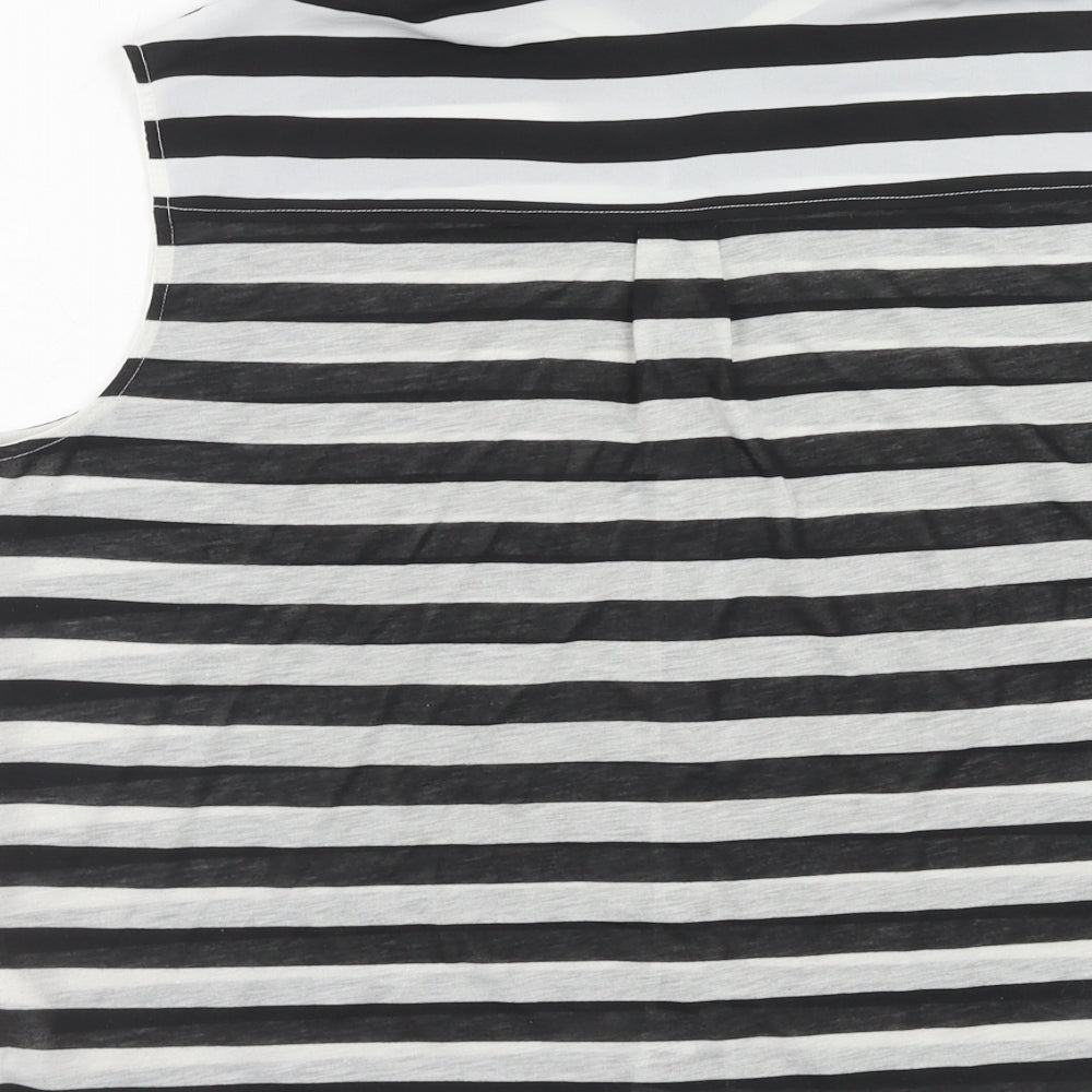 H&M Womens Black Striped Polyester Basic Tank Size M Collared