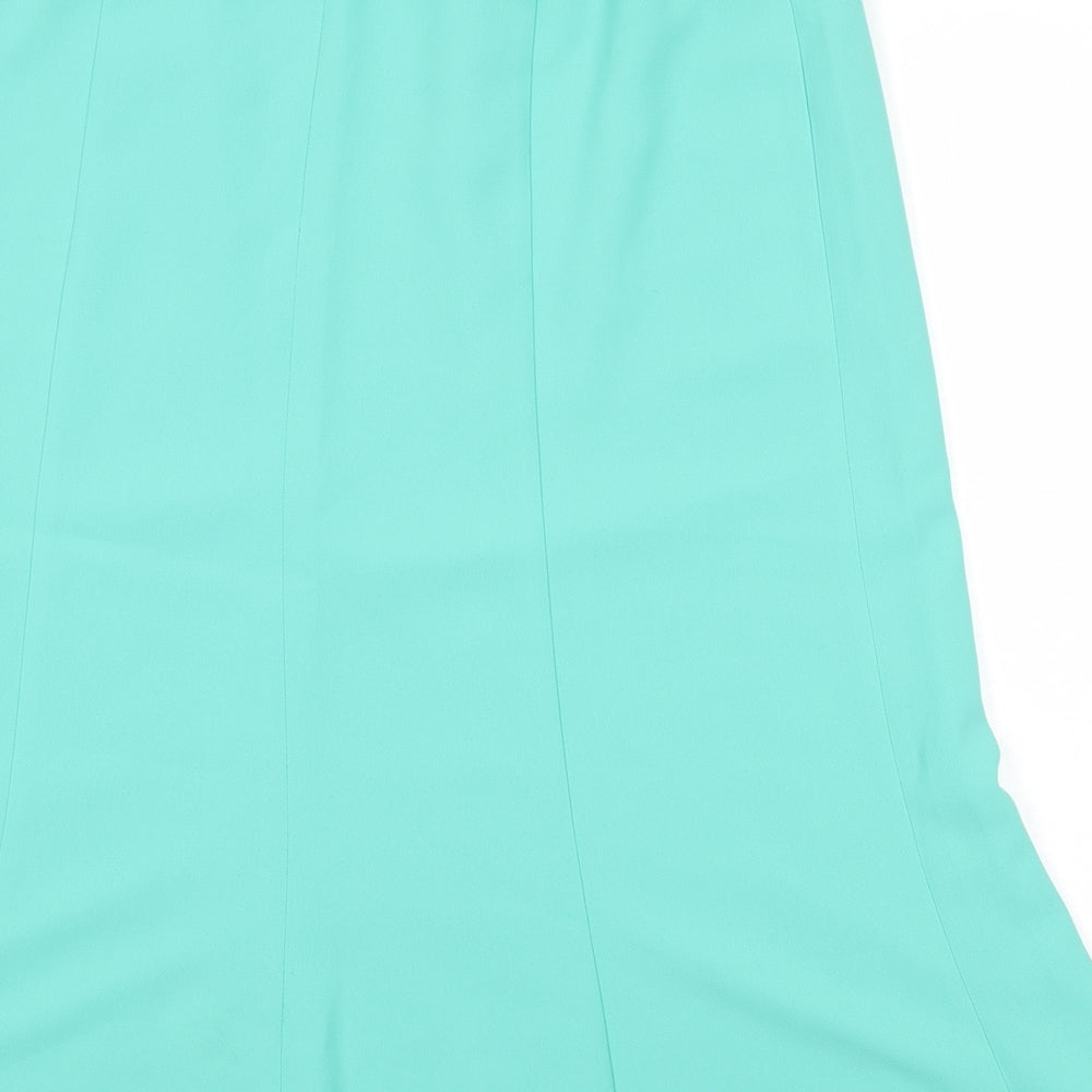 Habella Womens Green Polyester Swing Skirt Size 16 Zip