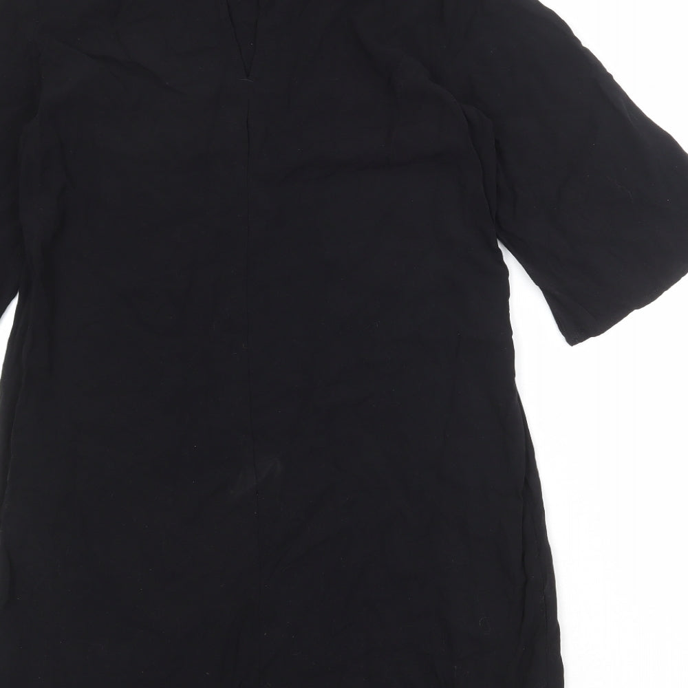 H&M Womens Black Viscose Shift Size 10 Boat Neck Button