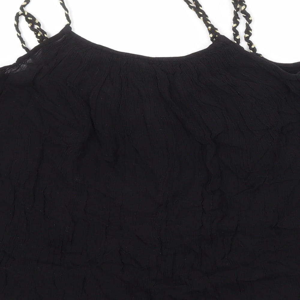 River Island Womens Black Viscose Basic Blouse Size 10 V-Neck - Cold Shoulder