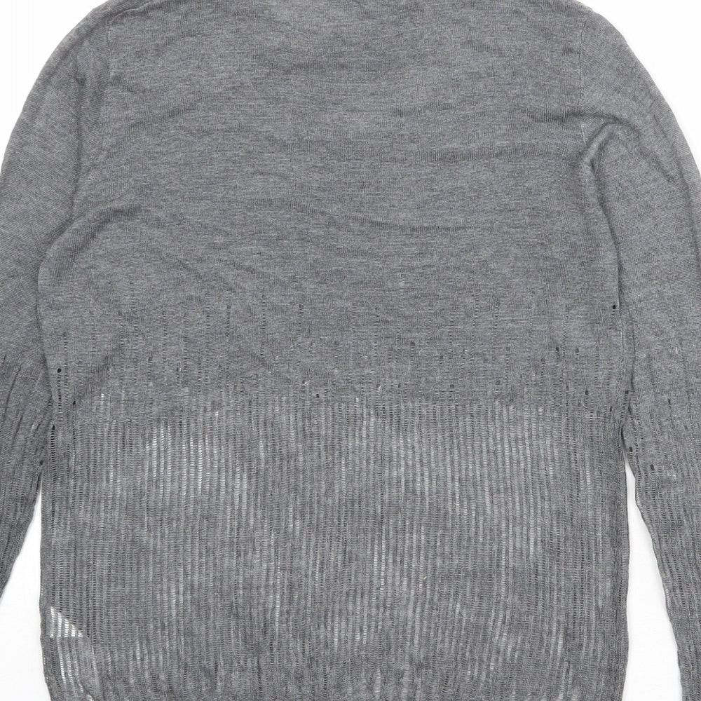 Zara Womens Grey Round Neck Polyester Pullover Jumper Size S