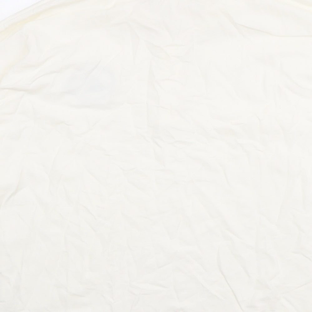 H&M Womens Ivory Cotton Basic Polo Size L Collared