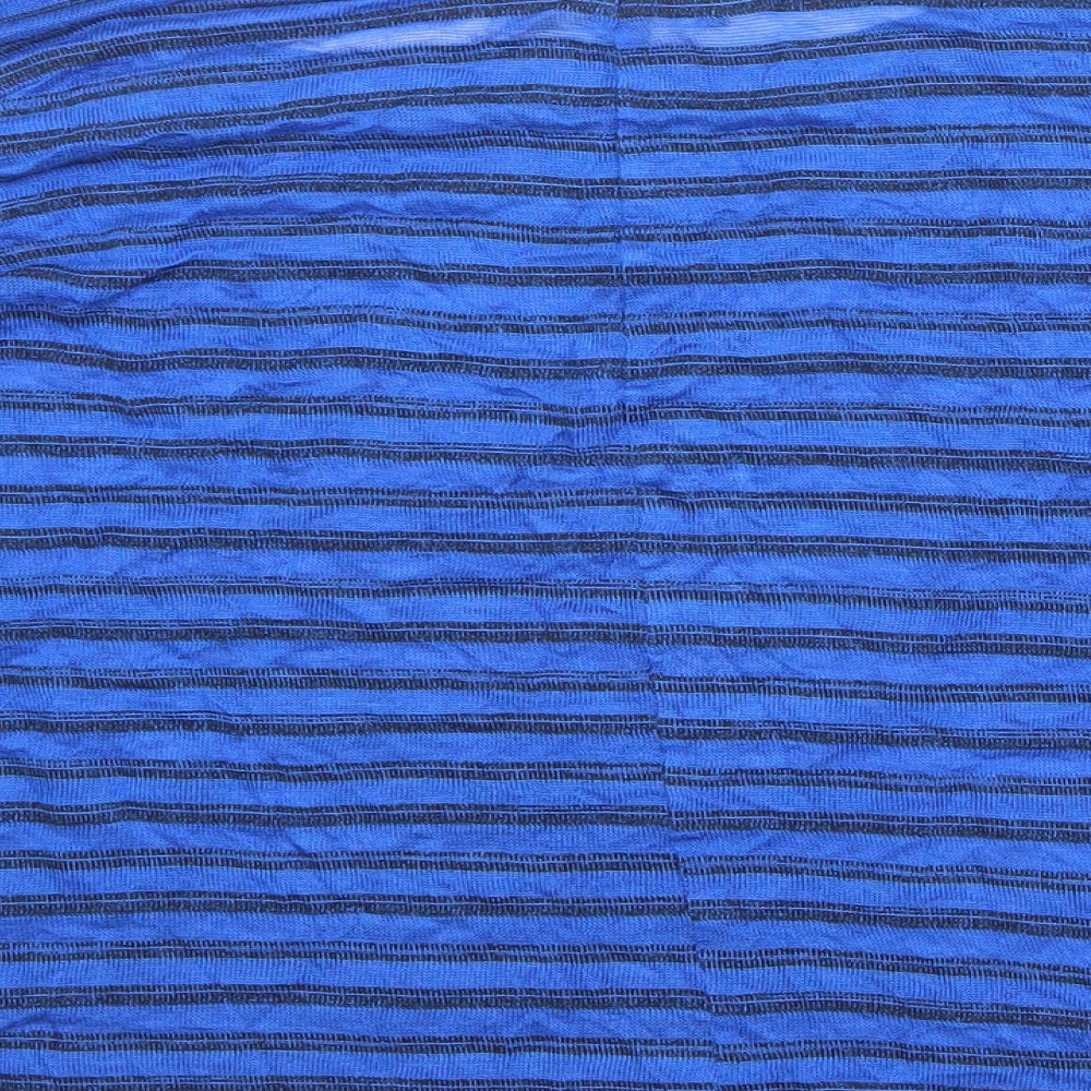 Marks & Spencer Womens Blue Boat Neck Striped Viscose Pullover Jumper Size 12